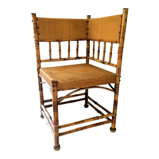 Antique Scorched Bamboo Corner Chair Chairish