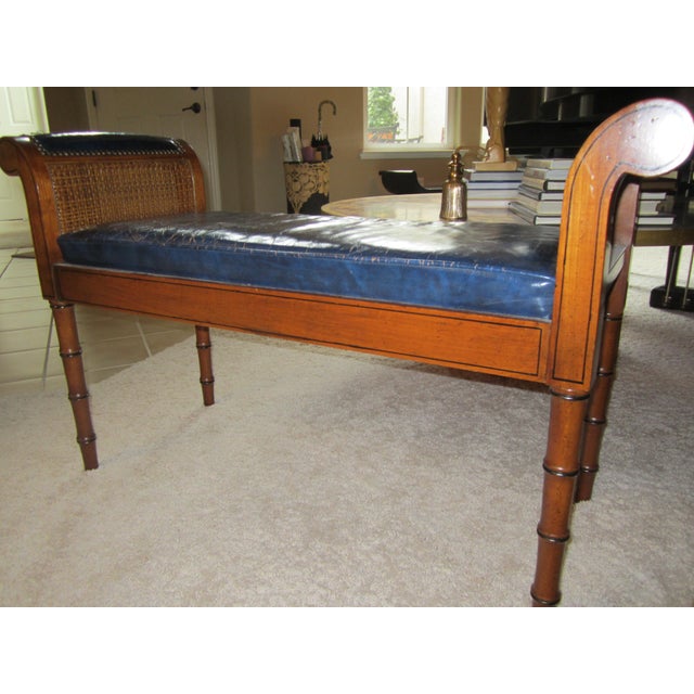 Traditional Style Navy Blue Leather Bench Chairish