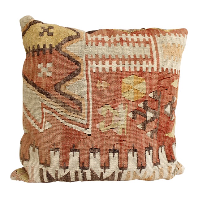 Vintage Turkish Kilim Pillow Multi Color Reds Brown Bohemian Mid Century Chairish