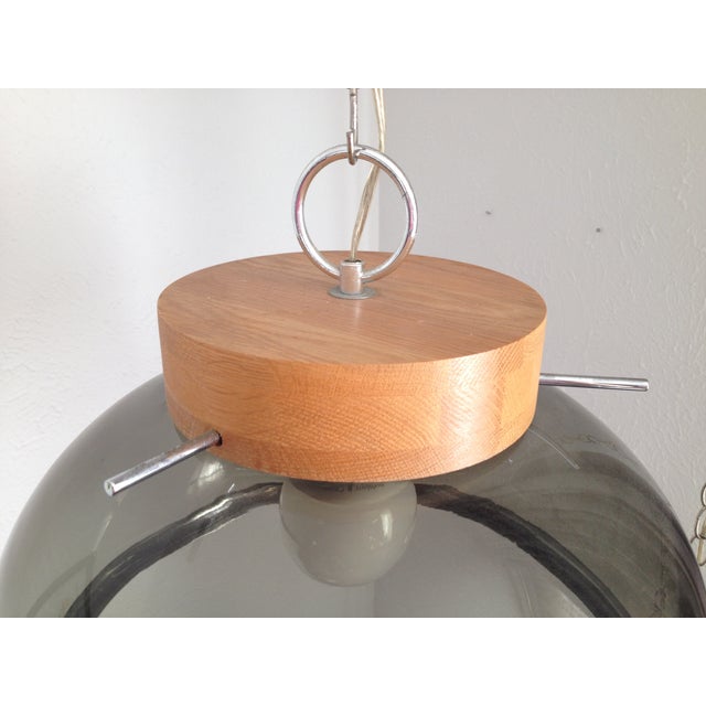 1970s Smoked Glass and Teak Swag Lamp Chairish