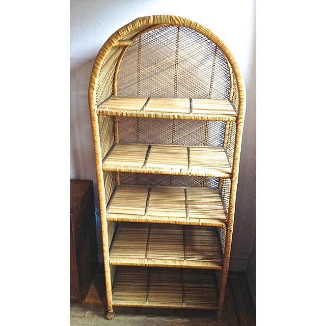 MidCentury Rattan & Wicker Etagere Chairish