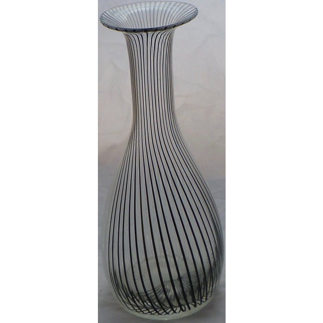 Murano Glass Black & White Striped Vase by Venini Chairish