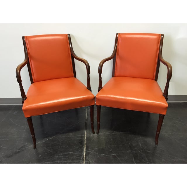 Vintage MidCentury Orange Vinyl Chairs Pair Chairish