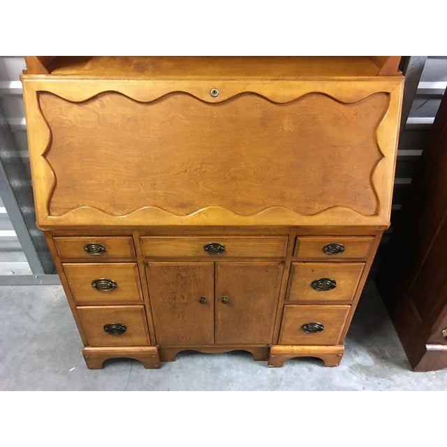 Vintage Solid Wood Secretary Desk With Hutch | Chairish