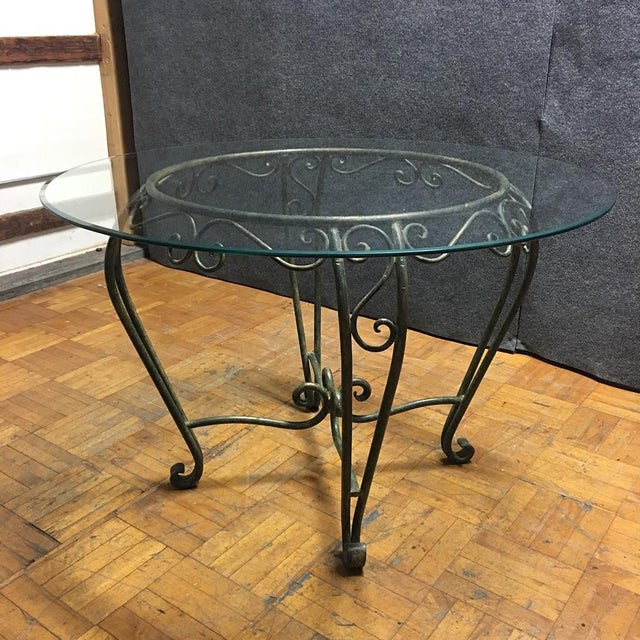 Wrought Iron & Round Glass Dining Table Chairish