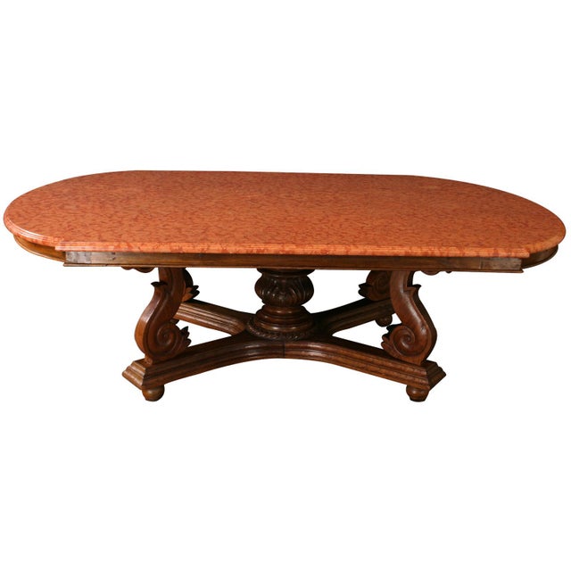 French Antique Marble Top Dining Table | Chairish