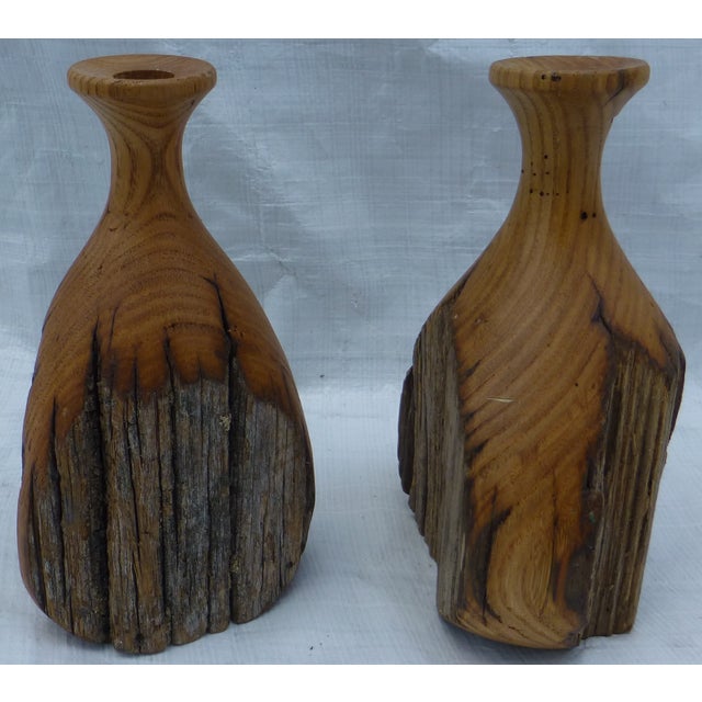 MidCentury Wood Vases A Pair Chairish