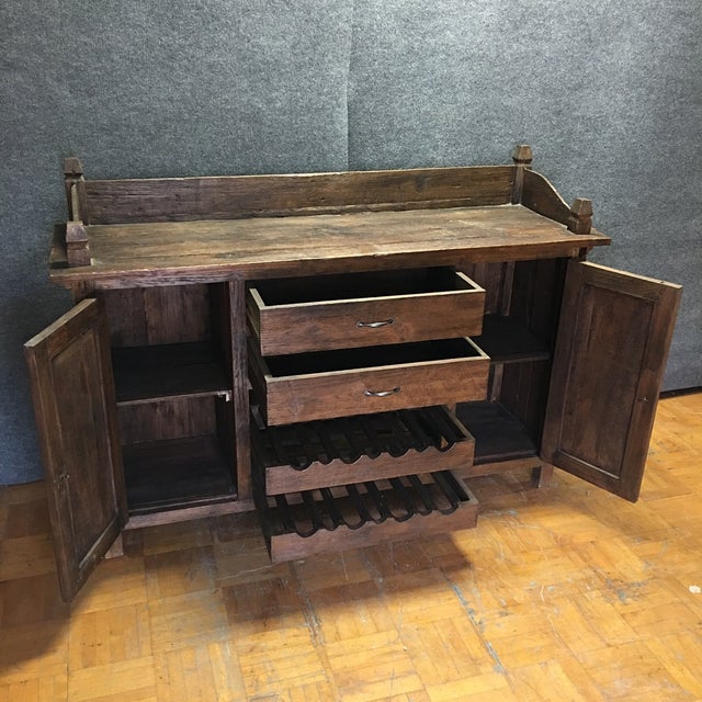 Rustic Solid Wood Bar Buffet W/ Wine Rack Chairish