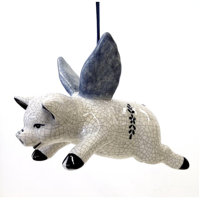 Hand Painted Artisan Ceramic Flying Pig Ornament Chairish