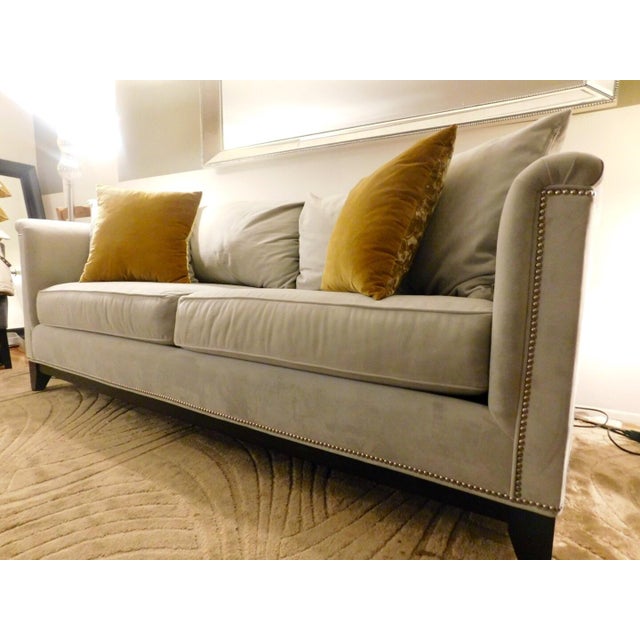 Light Gray Soft Suede Couch With Silver Hardware Chairish