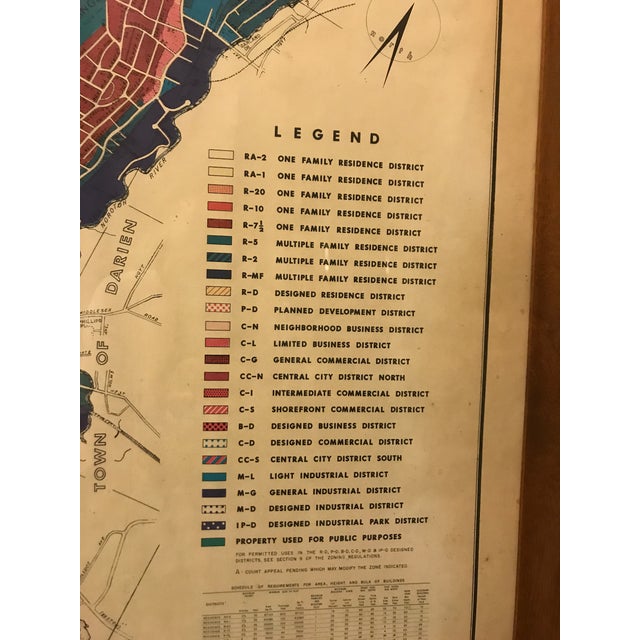 Vintage Stamford Connecticut Framed Zoning Map Chairish