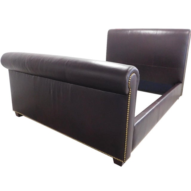 Ralph Lauren Brown Leather Queen Bed Frame Chairish
