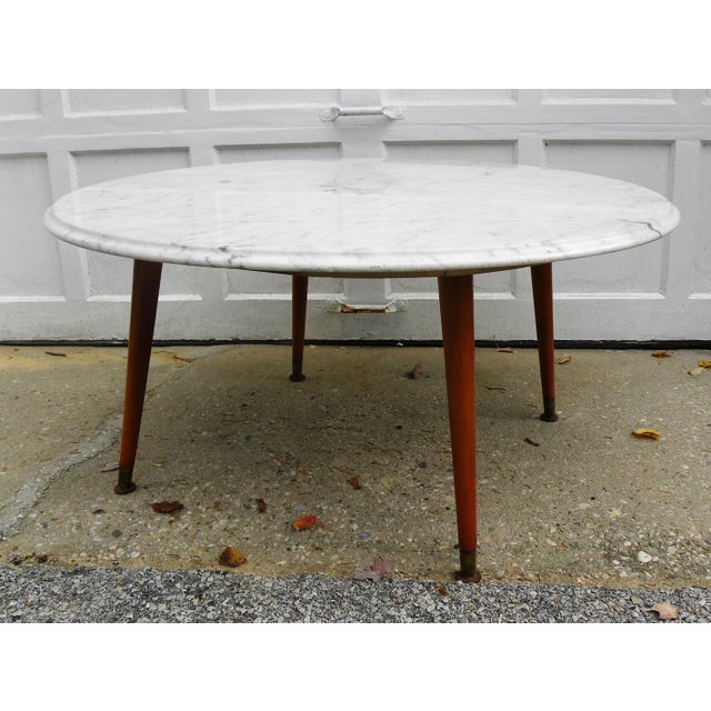 MidCentury White Marble Cocktail Table Chairish