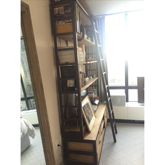 Restoration Hardware Bookcase & Ladder | Chairish