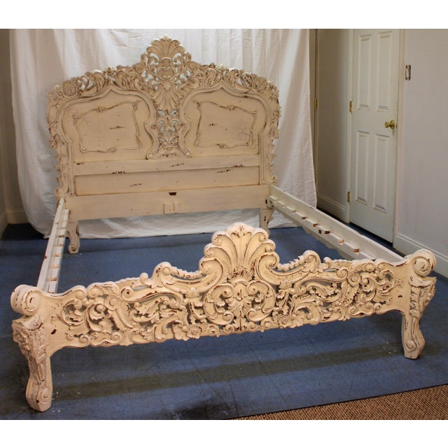 French Country Carved Queen Size Bed Frame Chairish
