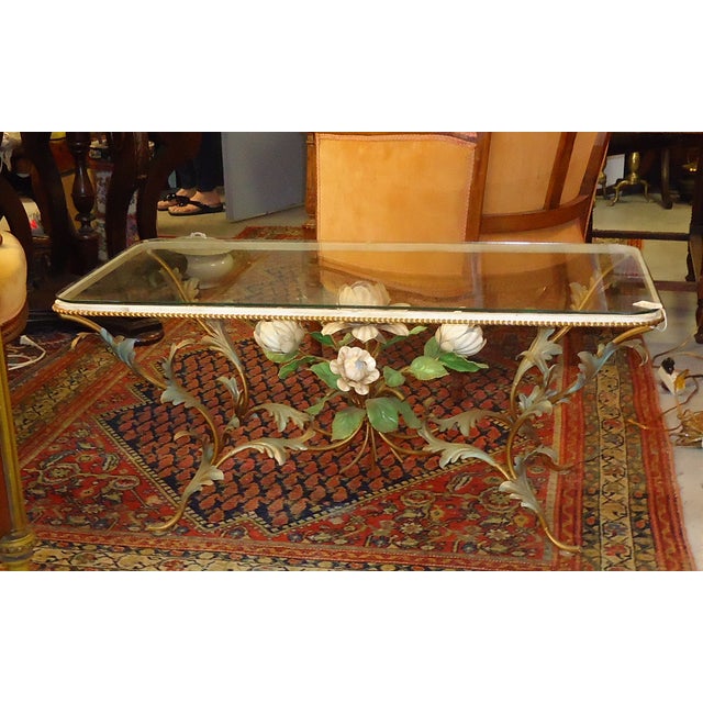 Iron & Glass Italian Tole Painted Coffee Table Chairish