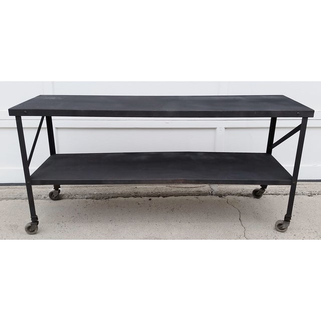 Industrial Metal Console Table on Casters Chairish