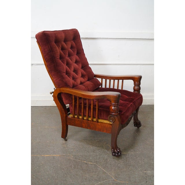 Antique Victorian Mahogany Claw Foot Recliner Morris Chair Chairish
