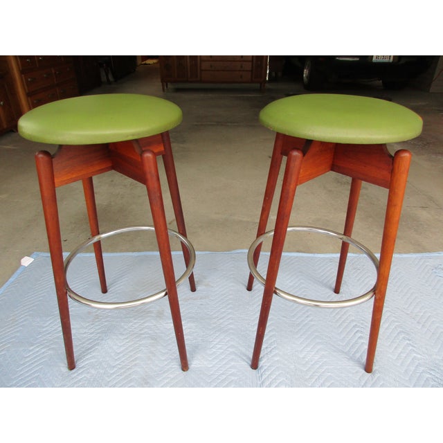 Danish Modern Floating Top Bar Stools A Pair Chairish