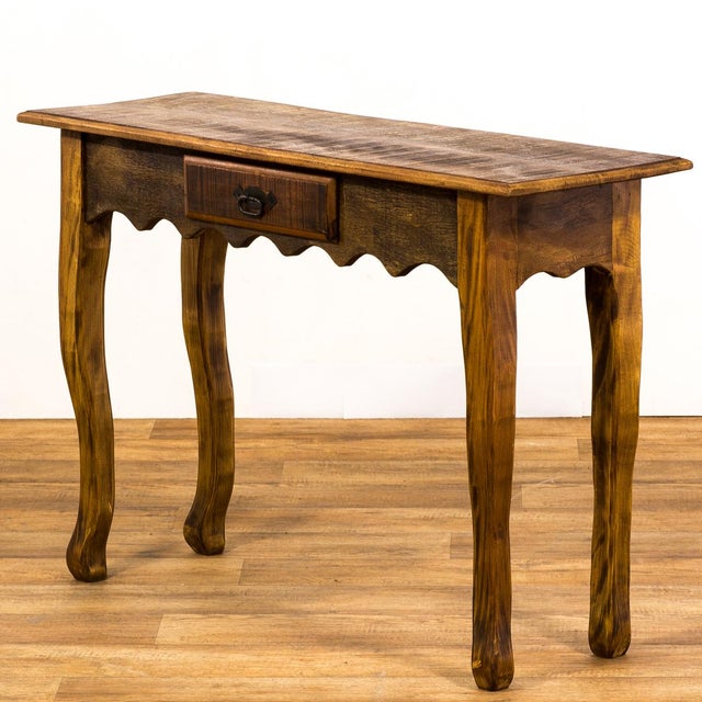 Antique Reclaimed Solid Wood Console Table With Scalloped Apron Chairish