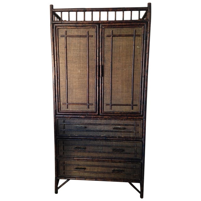 Dark Rattan Wooden *Armoire Chairish