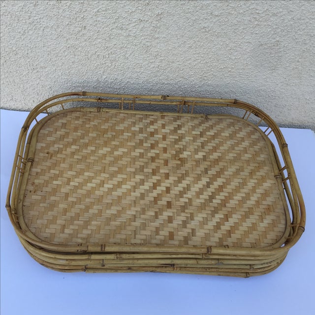 Vintage Bamboo Serving Trays Set of 6 Chairish