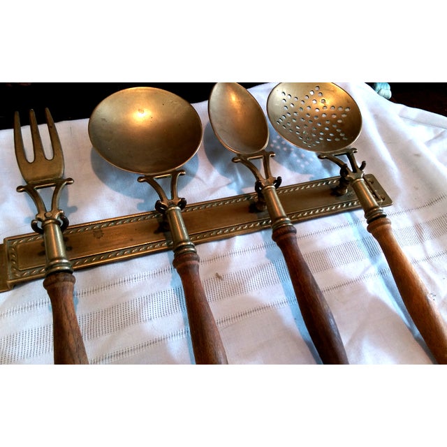 Antique Italian Brass & Wood Kitchen Utensil Set Chairish