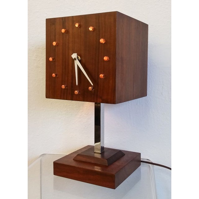 Mid Century Nelson Style Walnut Table Clock Chairish