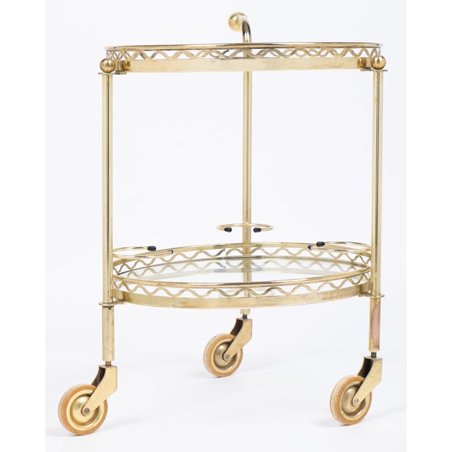 Vintage French Round Brass Bar Cart Chairish