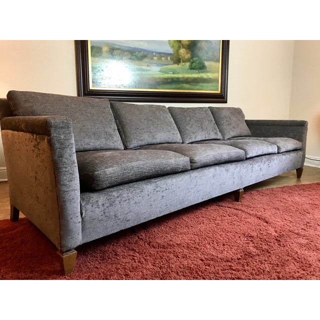 Mid-Century Gray Velvet Sofa | Chairish