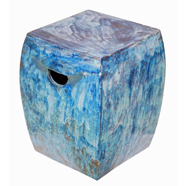 Blue Square Clay Ceramic Garden Stool Chairish