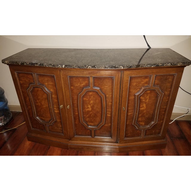 Henredon Sideboard Console Silver W/Granite Stone Top Chairish