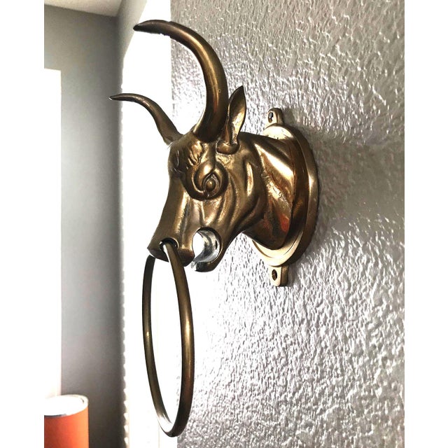 Vintage Brass Bull Door Knocker Chairish