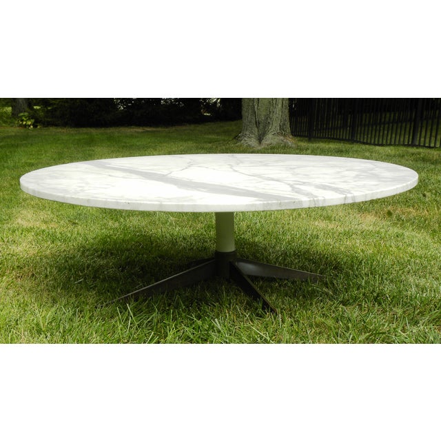 Mid-Century Modern White Marble Coffee Table | Chairish