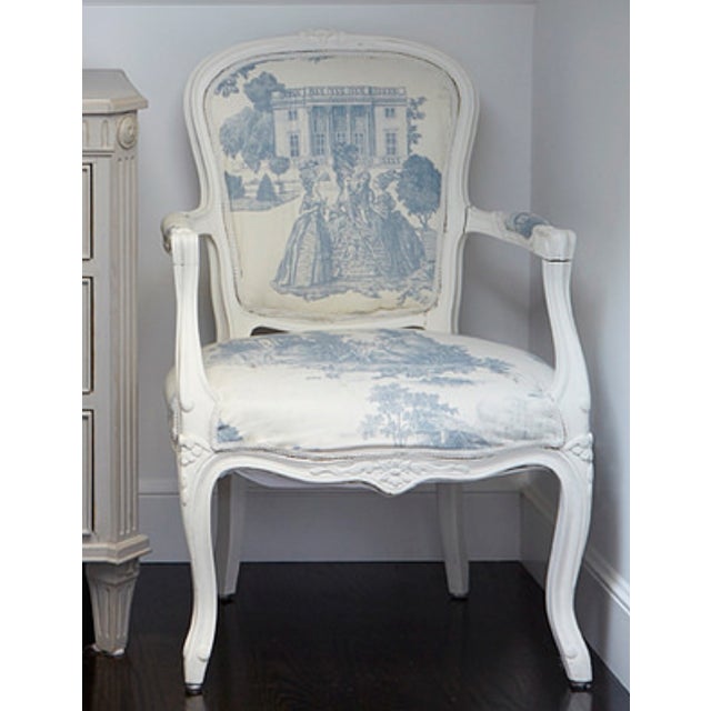 French Louis Blue Cream Toile XVStyle Arm ChaiR Chairish