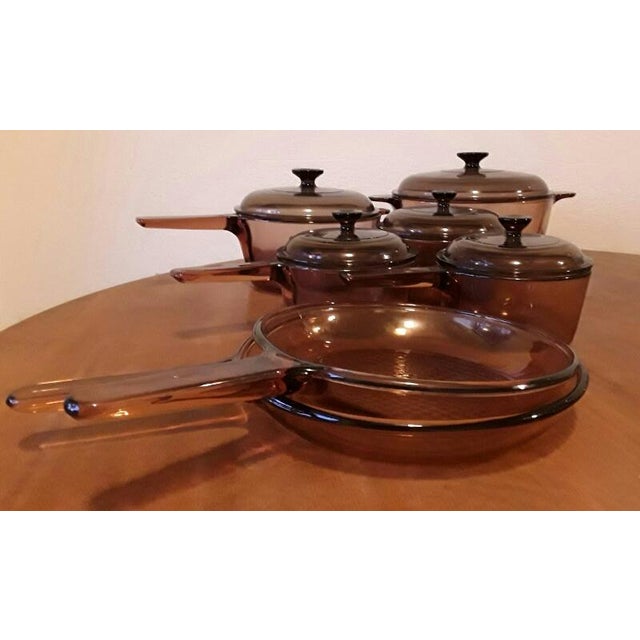 Vintage Corning Visions Glass Amber Cookware Set Chairish