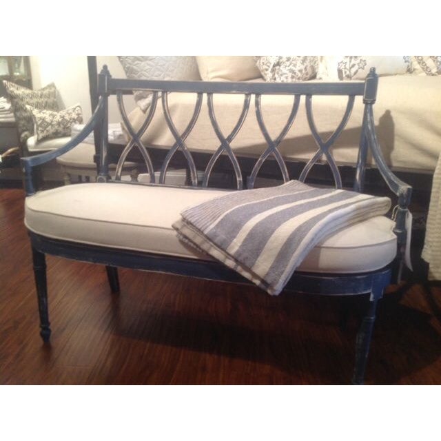Antique Navy Linen Bench Chairish