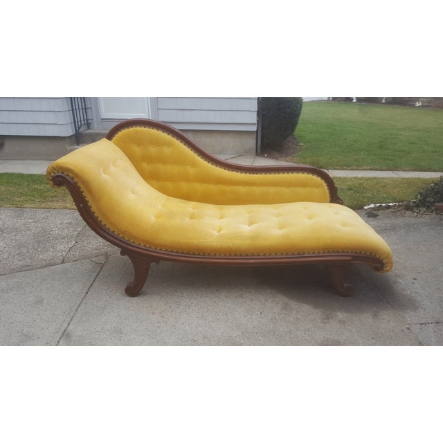 Antique Yellow Gold Tufted Chaise Lounge Chairish