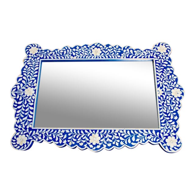 Blue Tangier Bone Inlay Mirror Chairish