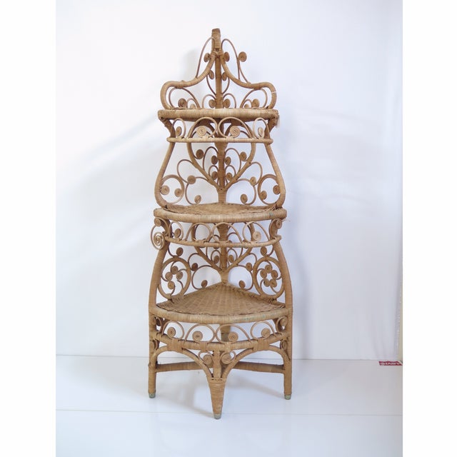 Bohemian Rattan Corner Shelf Chairish