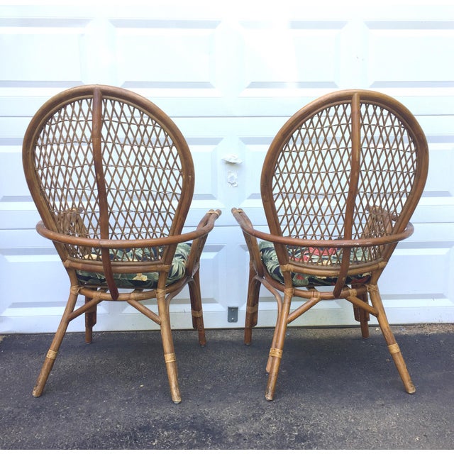 Vintage Modern Bamboo & Rattan High Back Chairs | Chairish