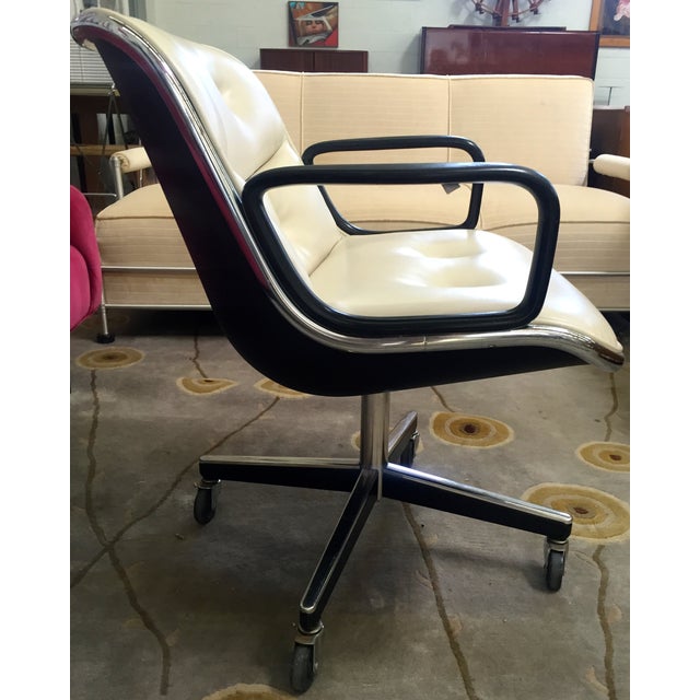 Mid-Century White Leather Desk Chair | Chairish
