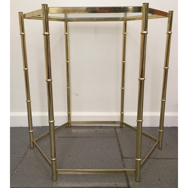Vintage Faux Bamboo Brass Side Table | Chairish