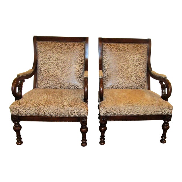 Leopard Print Accent Chairs - A Pair | Chairish