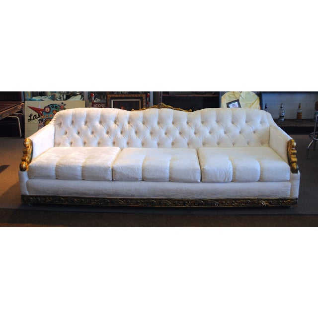 Hollywood Regency Magic White Velvet Tufted Sofa | Chairish