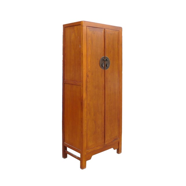 Chinese Brown Tall Narrow Storage Wardrobe Chairish