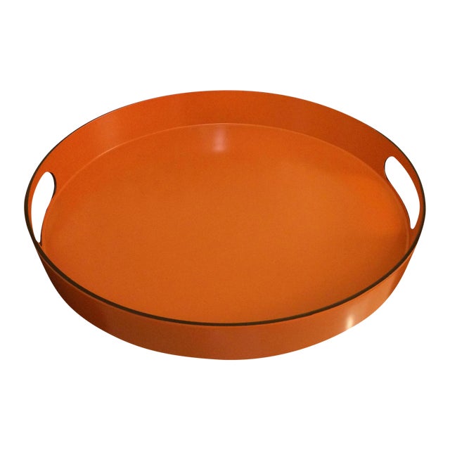 Hermes Style Orange Lacquer Serving Tray Chairish