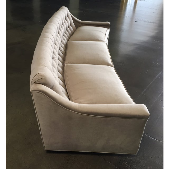 Dove Grey Vintage Regency Tufted Velvet Sofa Chairish