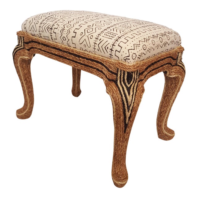 Sisal Rope Bench with White Mud Cloth Chairish