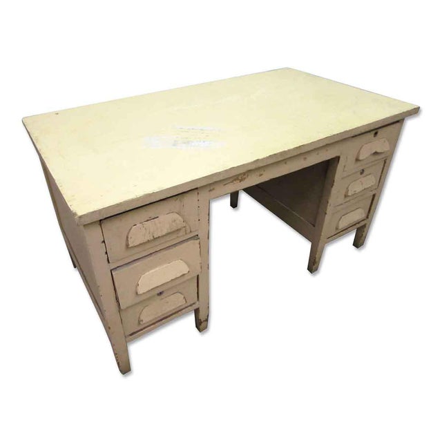 Vintage Six Drawer Oak Wood Desk Chairish